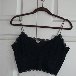Garage black lace spaghetti strap crop top